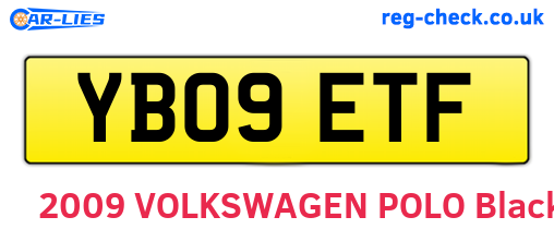 YB09ETF are the vehicle registration plates.