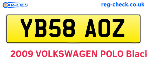 YB58AOZ are the vehicle registration plates.