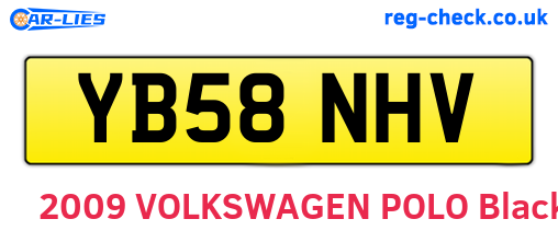YB58NHV are the vehicle registration plates.