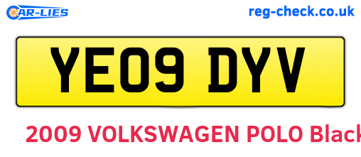 YE09DYV are the vehicle registration plates.