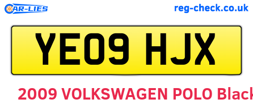 YE09HJX are the vehicle registration plates.