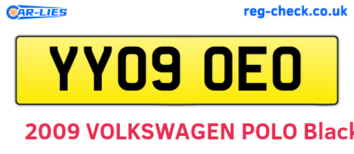 YY09OEO are the vehicle registration plates.