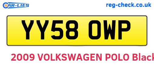 YY58OWP are the vehicle registration plates.