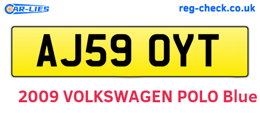 AJ59OYT are the vehicle registration plates.