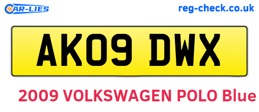 AK09DWX are the vehicle registration plates.