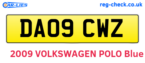 DA09CWZ are the vehicle registration plates.