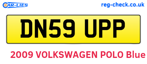 DN59UPP are the vehicle registration plates.