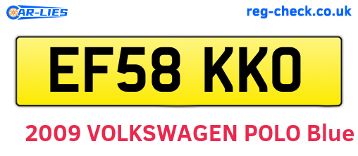 EF58KKO are the vehicle registration plates.