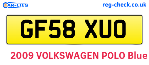 GF58XUO are the vehicle registration plates.