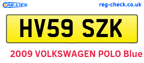 HV59SZK are the vehicle registration plates.