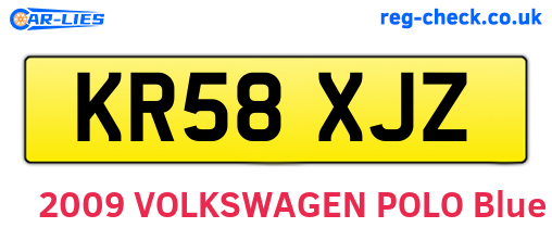 KR58XJZ are the vehicle registration plates.