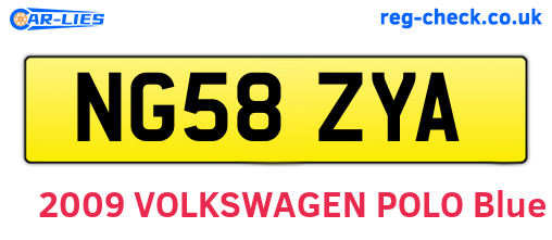 NG58ZYA are the vehicle registration plates.