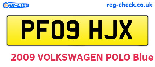 PF09HJX are the vehicle registration plates.