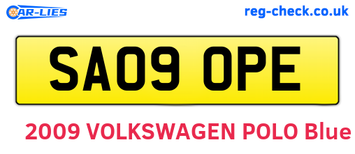 SA09OPE are the vehicle registration plates.