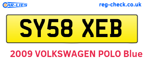 SY58XEB are the vehicle registration plates.