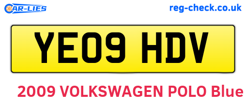 YE09HDV are the vehicle registration plates.