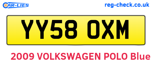 YY58OXM are the vehicle registration plates.