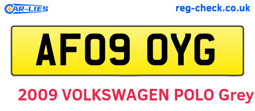 AF09OYG are the vehicle registration plates.