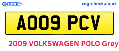 AO09PCV are the vehicle registration plates.