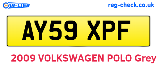 AY59XPF are the vehicle registration plates.