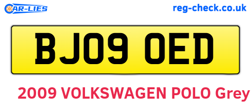 BJ09OED are the vehicle registration plates.