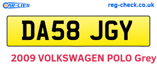 DA58JGY are the vehicle registration plates.