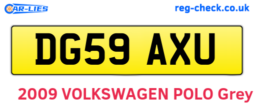 DG59AXU are the vehicle registration plates.