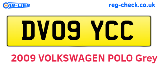 DV09YCC are the vehicle registration plates.