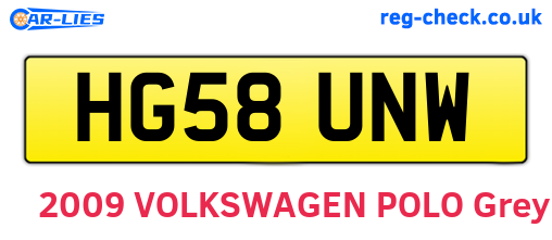 HG58UNW are the vehicle registration plates.