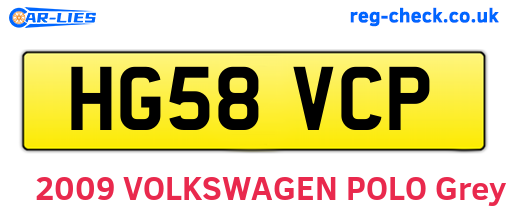 HG58VCP are the vehicle registration plates.