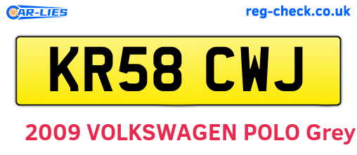 KR58CWJ are the vehicle registration plates.