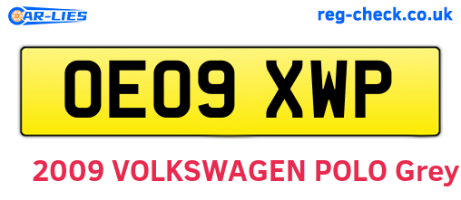 OE09XWP are the vehicle registration plates.