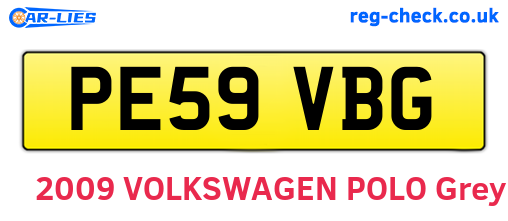 PE59VBG are the vehicle registration plates.