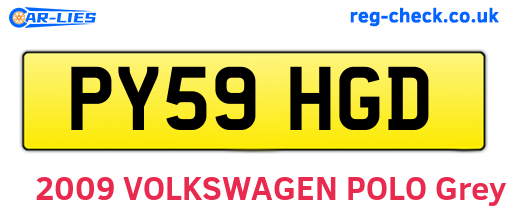 PY59HGD are the vehicle registration plates.