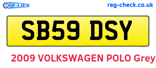 SB59DSY are the vehicle registration plates.