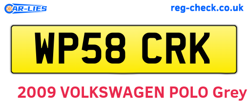 WP58CRK are the vehicle registration plates.