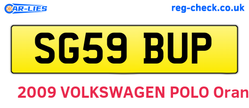 SG59BUP are the vehicle registration plates.