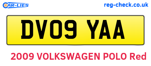 DV09YAA are the vehicle registration plates.