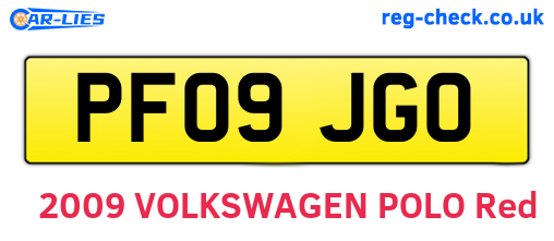 PF09JGO are the vehicle registration plates.