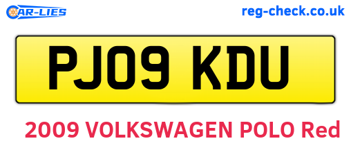 PJ09KDU are the vehicle registration plates.