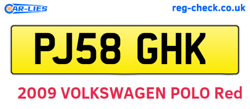 PJ58GHK are the vehicle registration plates.