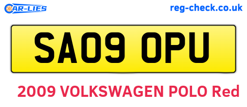 SA09OPU are the vehicle registration plates.