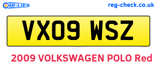 VX09WSZ are the vehicle registration plates.