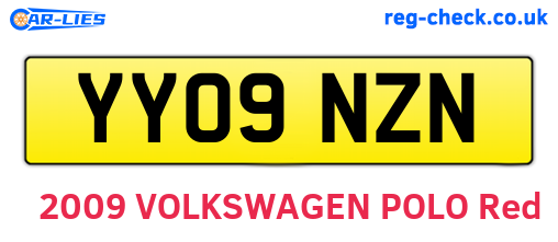 YY09NZN are the vehicle registration plates.
