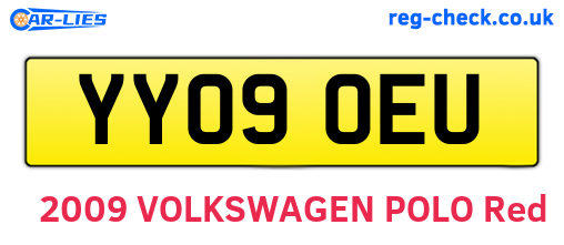 YY09OEU are the vehicle registration plates.