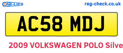 AC58MDJ are the vehicle registration plates.