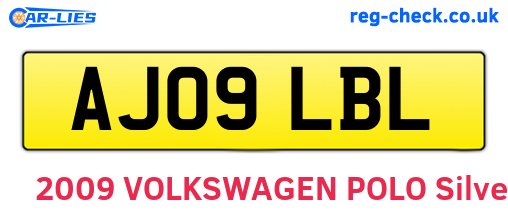 AJ09LBL are the vehicle registration plates.