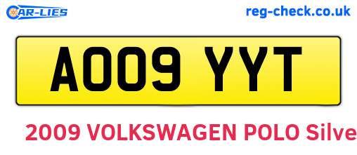 AO09YYT are the vehicle registration plates.