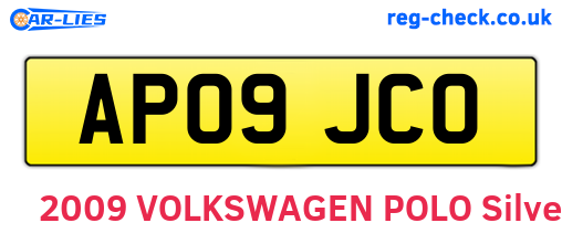 AP09JCO are the vehicle registration plates.