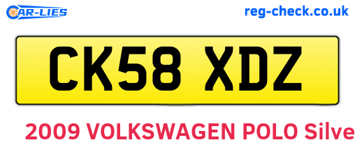 CK58XDZ are the vehicle registration plates.